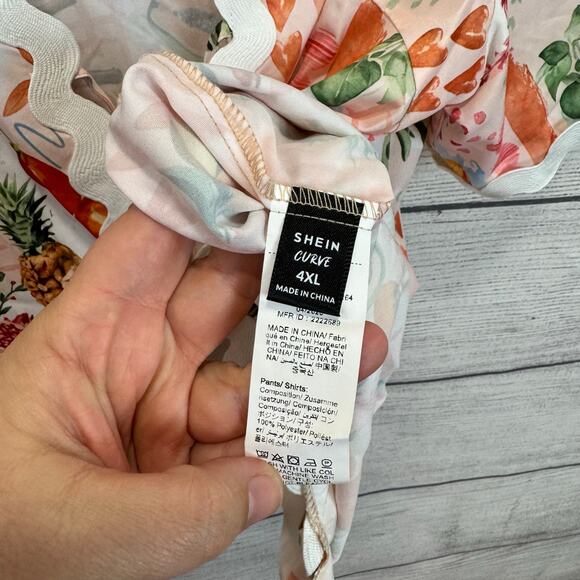 Shein Plus Size Light Pink Summer Fruit Printed 2 Piece Matching Set Size 4XL - Picture 6 of 11